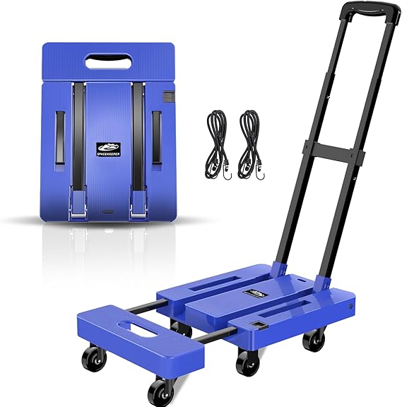 SPACEKEEPER Folding Hand Truck, 500 LB Heavy Duty Luggage Cart