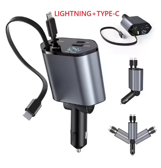 JuicedReel™ – 100W Super Fast Retractable Car Charger